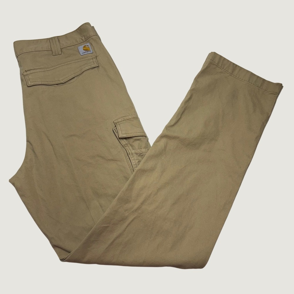 Carhartt Cargo Work Pants Mens 34x34 Tan Rugged Flex Relaxed Fit 103574 Workwear